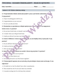 REAKCJE JĘZYKOWE - Zbiór zadań do egzaminu ósmoklasisty z języka angielskiego. Poziom A2/A2+ - codzienne sytuacje, uzupełnianie dialogów, tłumaczenie, dopasowywanie pytań