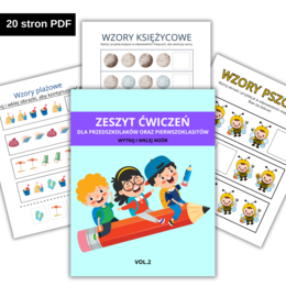 Zeszyt ćwiczeń -wytnij i wklej wzór. 20 stron ćwiczeń dla przedszkolaków i Pierwszoklasistów.