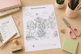 Kolorowanka „Jagoda zbiera róże dla mamy”