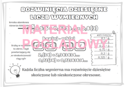 Rozwinięcia dziesiętne liczb wymiernych (ułamki okresowe) - notatka + karta pracy klasy 6, 7, 8