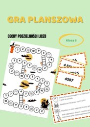 Cechy podzielności liczb, klasa 5, gra planszowa, halloween, egzamin ósmoklasisty