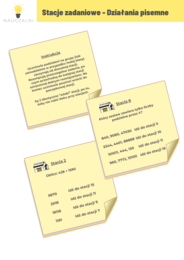 Stacje zadaniowe - Działania pisemne, podzielność liczb Nauczalni kl 5 6