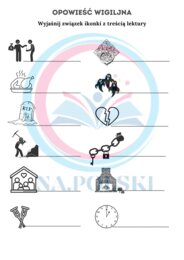 "Opowieść wigilijna" - ikonki skojarzeniowe.