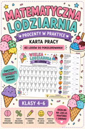 🍦 Matematyczna Lodziarnia – obliczanie procentu z danej liczby | Karta pracy- kolorowanka | Klasy 4–6