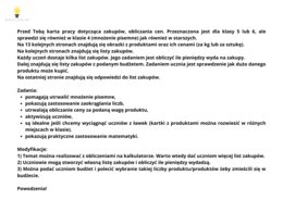 Zakupy mnożenie i dzielenie pisemne szacowanie kalkulator klasa 5, 6, 7