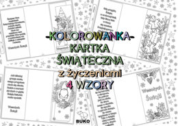 KARTKA ŚWIĄTECZNA z życzeniami -KOLOROWANKA-