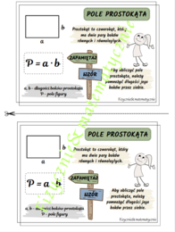 Pole prostokąta - wklejka do zeszytu.