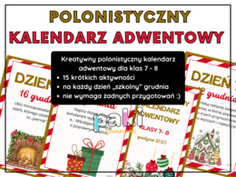 🎄 Polonistyczny kalendarz adwentowy 2025 dla klas 7-8 🎄