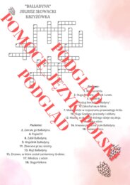 Krzyżówka "Balladyna" Juliusz Słowacki