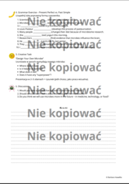 Karta pracy - czytanka "The Secret Life of Microbes" B2 z ćw. na czas Present Perfect v. Past Simple