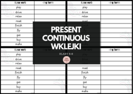PRESENT CONTINUOUS - wklejki dla klas 6-8