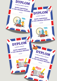 Dyplomy za aktywny udział/udział w zajęciach języka angielskiego.