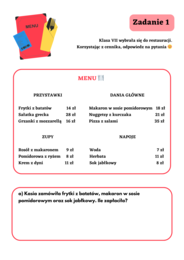 Podział rachunku w restauracji - PROJEKT KLASA 7