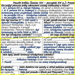 Powrót królów (koniec XIII – początek XIV w.): Przemysł II, Wacław II, Władysław Łokietek – notatki i karta pracy