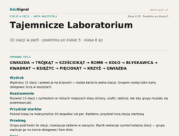 Stacje zadaniowe: Tajemnicze Laboratorium — powtórka po klasie 5 | matematyka klasa 6 | gra z obiegiem po klasie