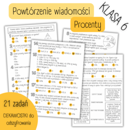 POWTÓRZENIE MATERIAŁU – Procenty – KLASA 6