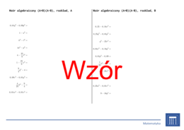 Wzór algebraiczny (A+B)(A-B), rozkład | matematyka, algebra | 26 kolumn