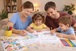 Kolorowanka: Parasolki i kałuże