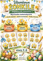Ułamkowe żonkile 🌼 – wycinanka wiosenna- matematyczna | ułamki zwykłe I ułamki właściwe, niewłaściwe i liczby mieszane (kl. 4–6)
