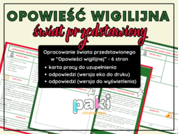 "Opowieść wigilijna" - świat przedstawiony // karta pracy, notatka