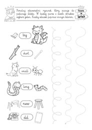 Karty pracy - klasa 1 - język angielski, ćwiczenia grafomotoryczne