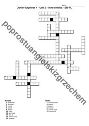 Junior Explorer 4 – Unit 3 – krzyżówki