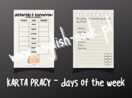 Days of the week - dni tygodnia: karta pracy