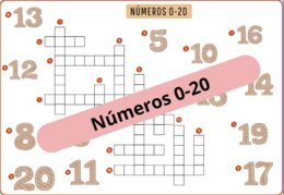 Krzyżówka obrazkowa "Números 0-20" (Liczby od 0 do 20) - z odpowiedziami
