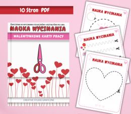 NAUKA WYCINANIA- Kreatywne wycinanki: ćwiczenia w wycinaniu szlaczków i kształtów po linii ♡ Edycja Walentynkowa ♡