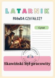 Prawda czy fałsz?-karty graficzne do lektury ,,Latarnik"