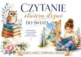 Gazetka szkolna „Czytanie otwiera drzwi do świata” – 15 plansz A4 do wydruku