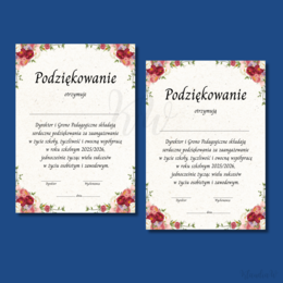 Podziękowania dla Rodziców - szkoła