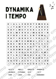 Muzyka, klasa 4-5. Dynamika i tempo. Karta pracy: wykreślanka.