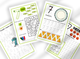 CYFRY 0-9 - ZESTAW - liczby, liczenie, pisanie, poznawanie, grafomotoryka, rozpoznawanie, motoryka mała, karty pracy, zerówka, klasa 1