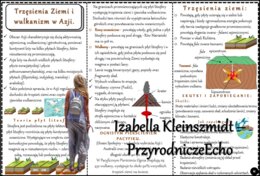 Książeczka/sketchnotka/notatka/wklejka/ściąga dla ucznia i przypomnienie dla nauczyciela/edukacja domowa. Temat „Wulkanizm i trzęsienia ziemi w Azji” w pdf. Geografia 8, dział „Azja”. Materiał wykonany na podstawie podręcznika z wydawnictwa Nowa Era – no
