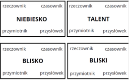 Karty części mowy (zabawa z klamerkami)