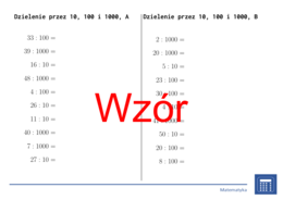 Dzielenie przez 10, 100 i 1000 | matematyka | 26 kolumn