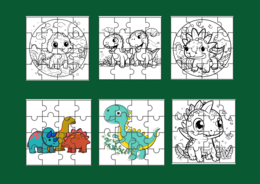 DZIEŃ DINOZAURA – PUZZLE – 26 obrazków – ćwiczenia redakcyjne