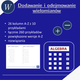 Dodawanie i odejmowanie wielomianów | matematyka, algebra | 26 kolumn