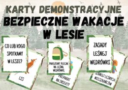 Bezpieczne wakacje w lesie - ilustracje i podpisy