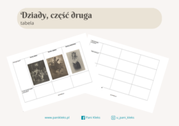 Dziady, cz. II - tabela