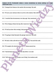 MOWA ZALEŻNA - E8– Zbiór zadań do egzaminu ósmoklasisty z języka angielskiego. Poziom A2/A2+ – 20 STRN ZADAŃ, zamiana zdań na mowę zależna, poprawna składnia, zmiany czasów, wypełnianie luk w tekście, tworzenie własnych zdań i historii + ODPOWIEDZI