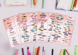 I have/ Who has - liczba pojedyńcza i mnoga rzeczowników - przybory szkolne