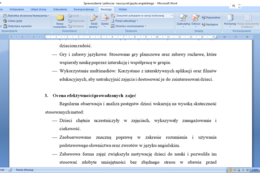 Sprawozdanie nauczyciela języka angielskiego za I półrocze pracy w przedszkolu