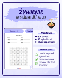 Wykreślanki - Żywienie | Egzamin 8-klasisty | Matura