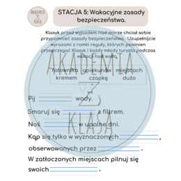 5 STACJI ZADANIOWYCH dla kl.2 – WAKACYJNA PRZYGODA Z KLASYKIEM