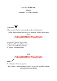Balladyna- Lekcja z przesiadką- pytania egzaminacyjne