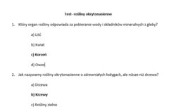 Test- rośliny okrytonasienne