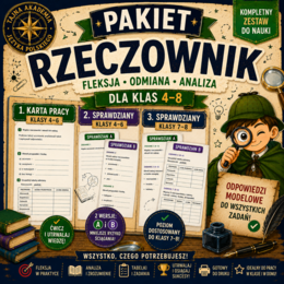 Rzeczownik – MEGA PAKIET kl. 4–8 | karta pracy + sprawdziany A i B + odpowiedzi