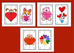 WALENTYNKI – puzzle – układanka- układanki – biblioteka – świetlica – przedszkole – 12 wersji